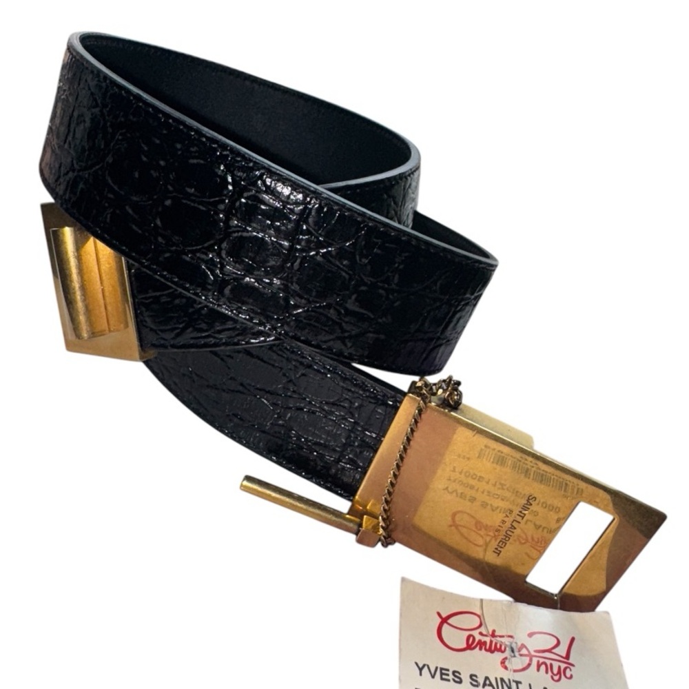 Saint Laurent Chaine Et Baton Buckle Belt 'Noir'